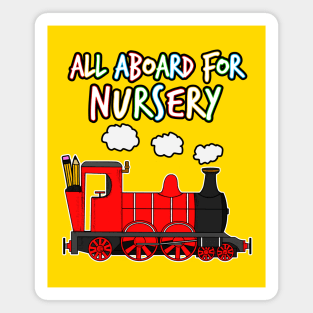 All Aboard For Nursery Steam Train (Red) Magnet